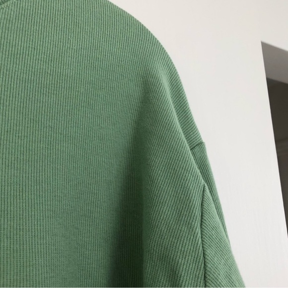Encircled The Fair Micro-Waffle Crewneck in Matcha Latte size med, slow fashion. - Picture 7 of 9
